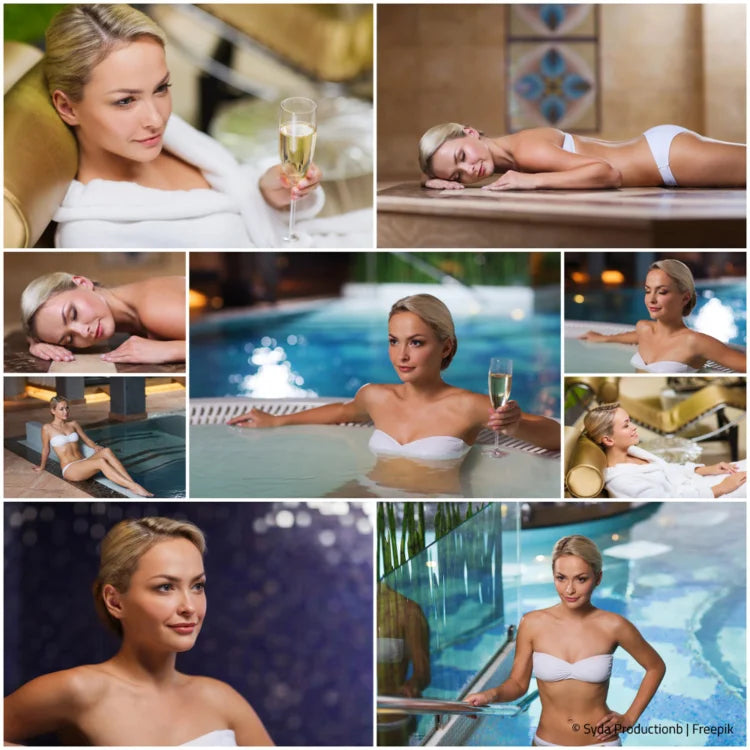 selber Frau auf neun Bildern - Wellness