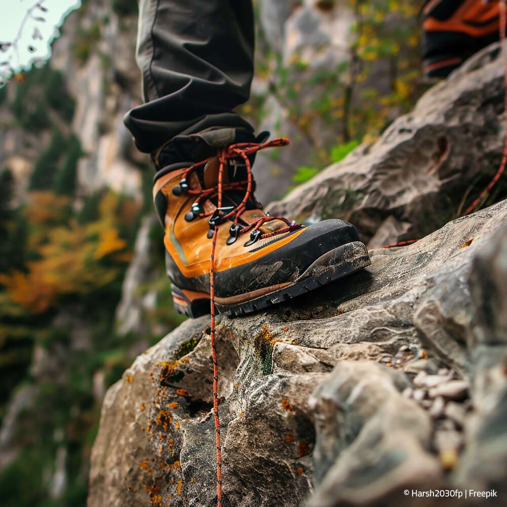 Wanderschuh am Berg