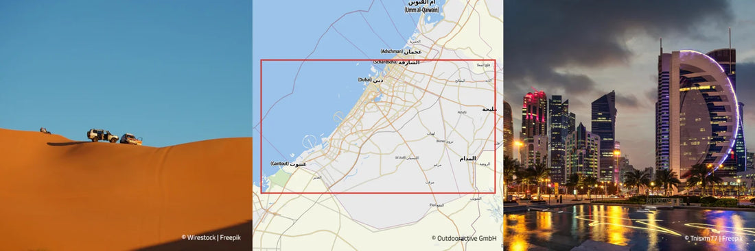 Dubai Landkarte und Landschaftsbilder