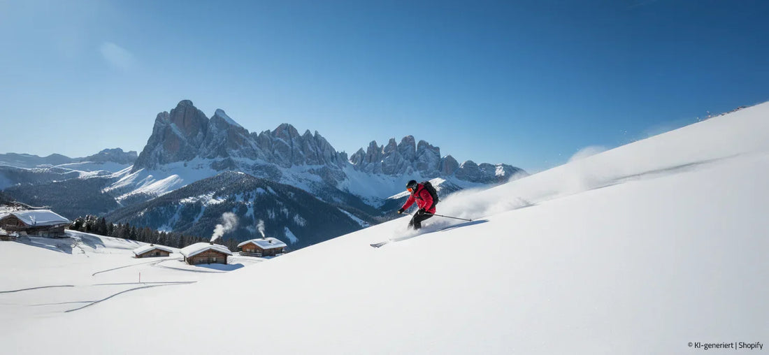 Skiläufer genießt verschneite Pisten in malerischer Winterlandschaft der polnischen Karpaten