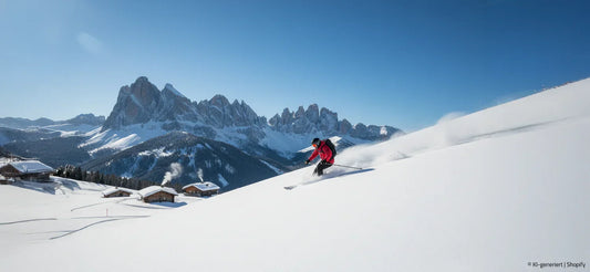 Skiläufer genießt verschneite Pisten in malerischer Winterlandschaft der polnischen Karpaten