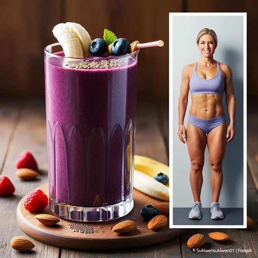 Frau und Frucht Smoothy