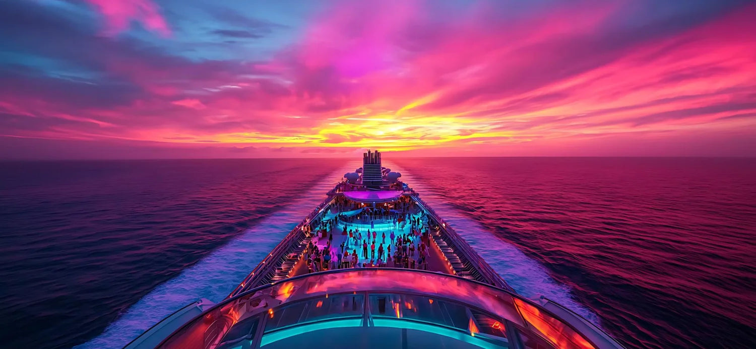 Kreuzfahrtschiff in der Abendsonne