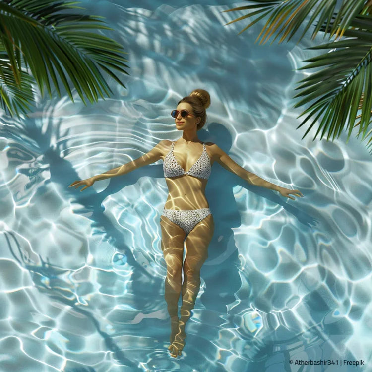 Frau treibt im Pool