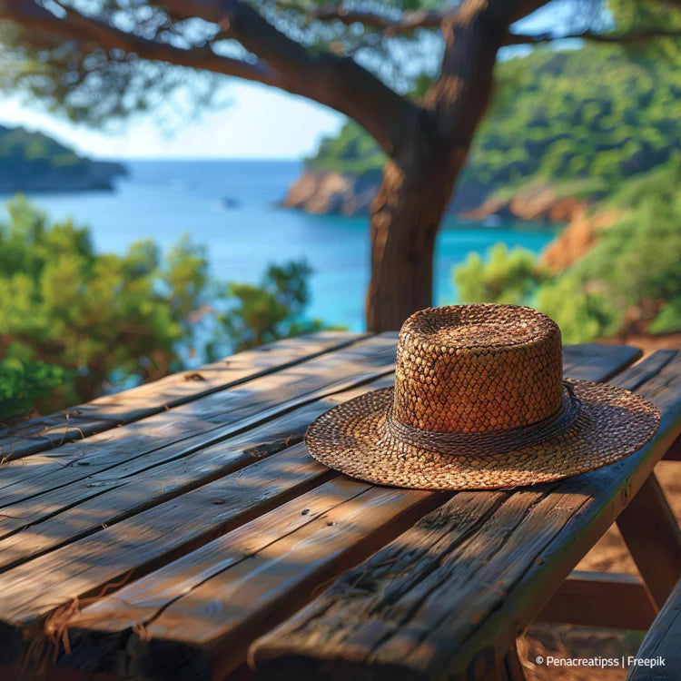Hut am Tisch mit Sicht auf dem See