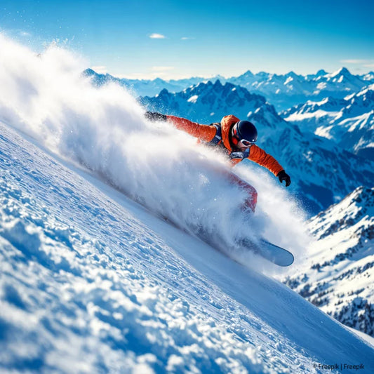 Snowboarder im Steilhang